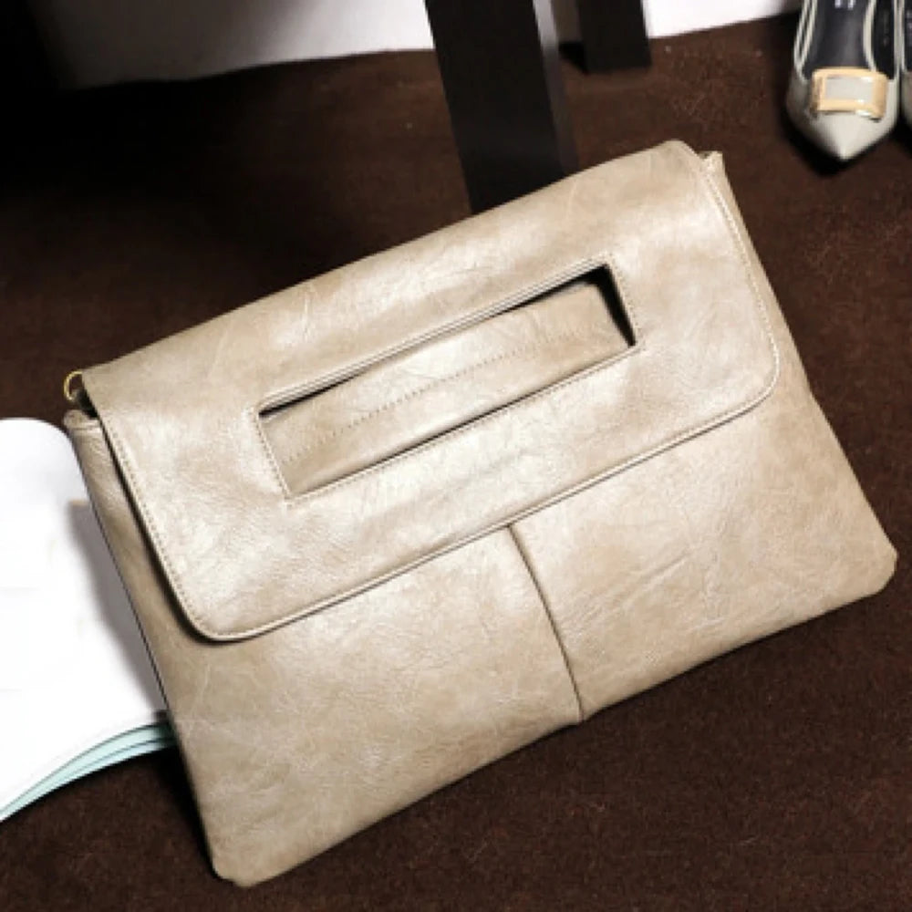 Fashion evening bag, elegant and exquisite, vintage PU leather clutch bag, large capacity wristlet handbag women's wallet envelo