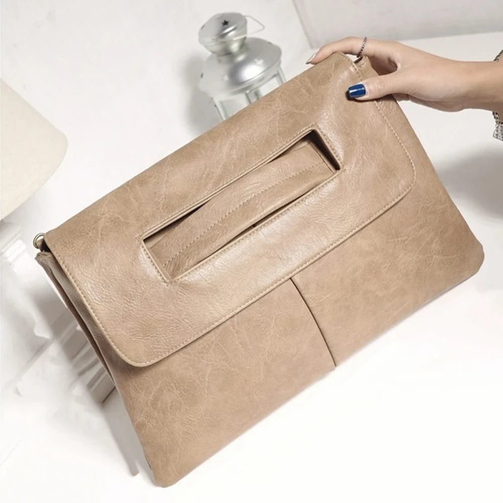 Fashion evening bag, elegant and exquisite, vintage PU leather clutch bag, large capacity wristlet handbag women's wallet envelo