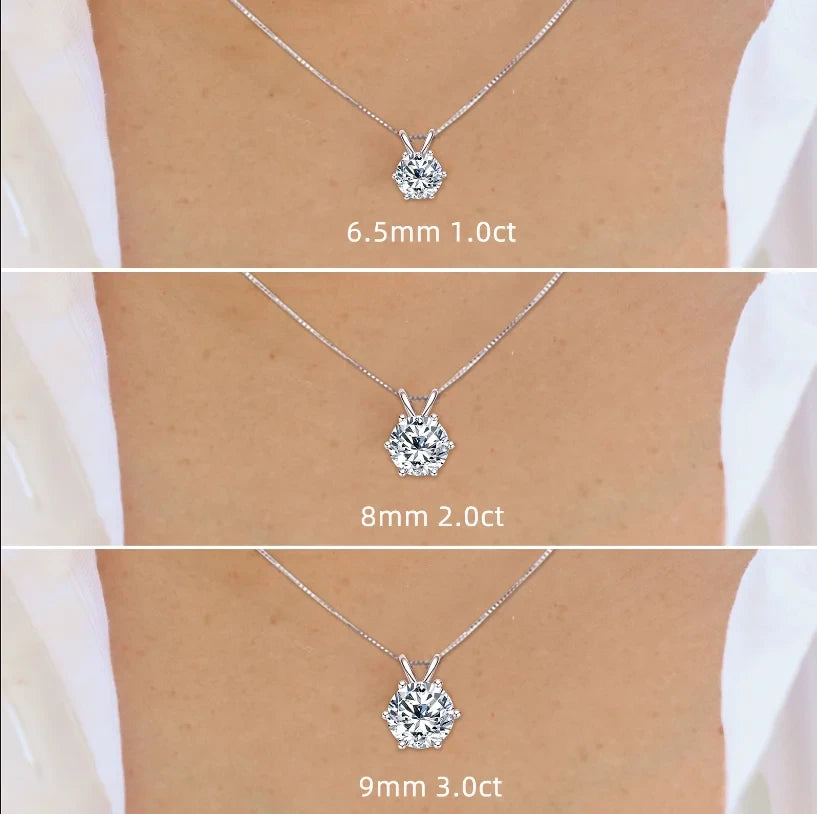 Lnngy Certified 0.5ct–5ct Moissanite Necklace Sparkling Solitaire Lab-Grown Diamond Pendant Necklaces for Women Daily Jewelry