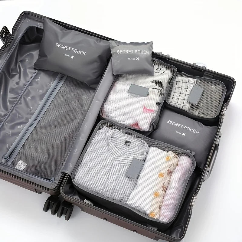 6pcs Multifunction Travel Bags Waterproof Clothes Storage Luggage Organizer Pouch Packing Cube Men And Women Travel Storage Bag