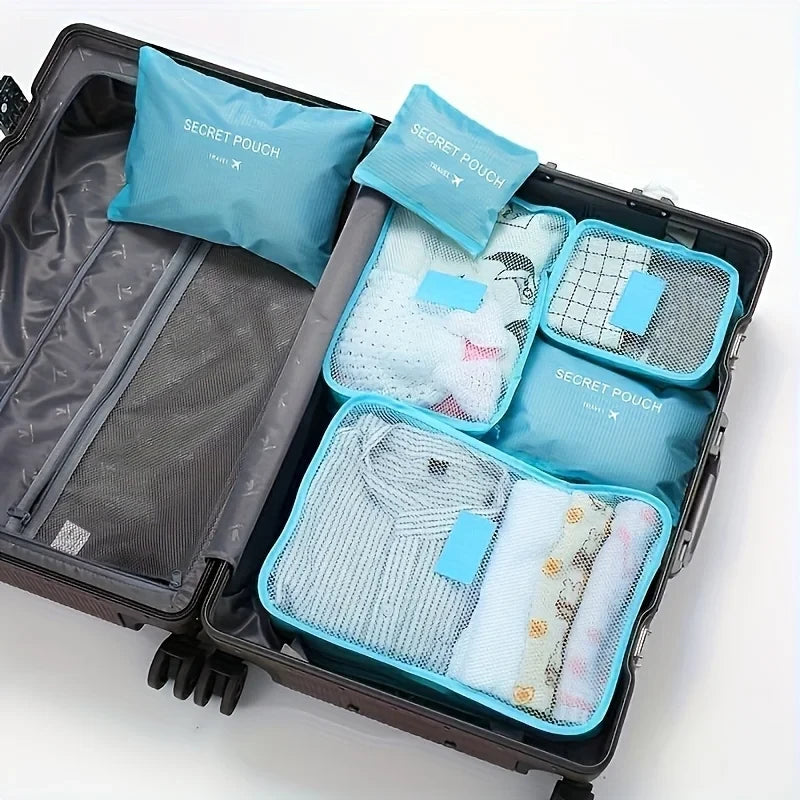 6pcs Multifunction Travel Bags Waterproof Clothes Storage Luggage Organizer Pouch Packing Cube Men And Women Travel Storage Bag