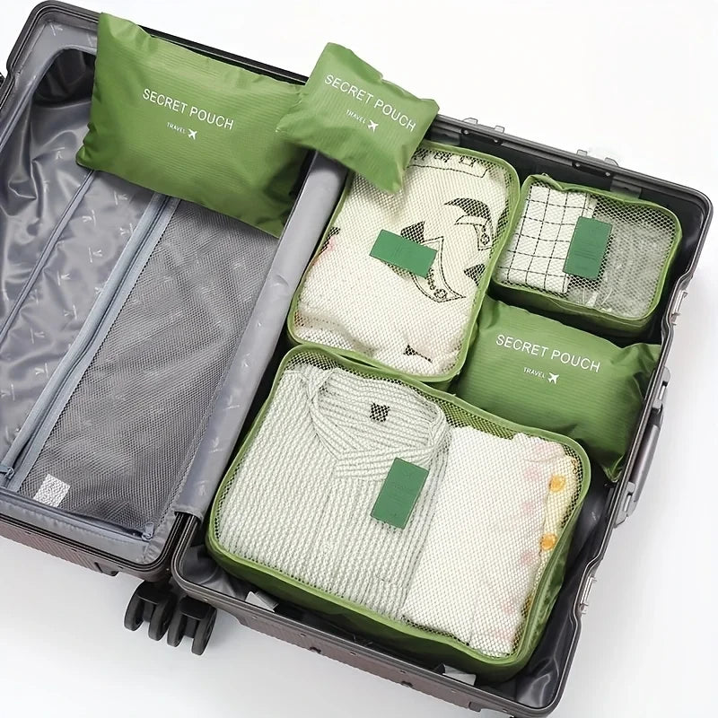 6pcs Multifunction Travel Bags Waterproof Clothes Storage Luggage Organizer Pouch Packing Cube Men And Women Travel Storage Bag